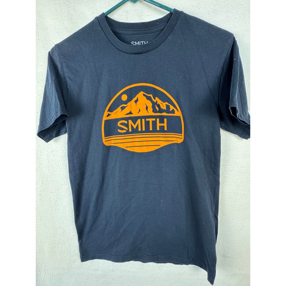 Smith T-Shirt Mens Small Black Mountain Graphic Logo Short Sleeve Cotton Tee